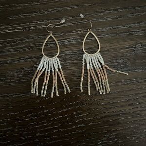 Maurices Gold Tone White and Beige Beaded Earrings